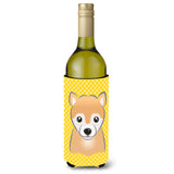 Yellow Checkered Shiba Inu Wine Bottle Beverage Insulator Hugger Bb1133Literk