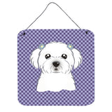 Caroline'S Treasures Purple Checkered Maltese Aluminum Metal Wall Or Door Hanging Prints, 6 X 6