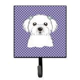 Caroline'S Treasures Bb1134Sh4 Purple Checkered Maltese Leash Or Key Holder, Small, Multicolor