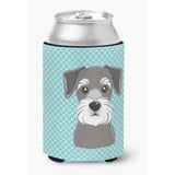 Blue Checkered Schnauzer Can Or Bottle Hugger Bb1136Cc