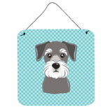 Caroline'S Treasures Blue Checkered Schnauzer Aluminum Metal Wall Or Door Hanging Prints, 6 X 6