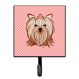 Caroline'S Treasures Bb1138Sh4 Pink Checkered Yorkie/Yorkshire Terrier Leash Or Key Holder, Small, Multicolor