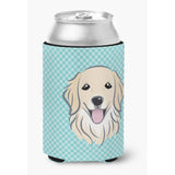 Checkerboard Blue Golden Retriever Can Or Bottle Hugger Bb1143Cc