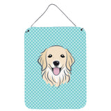 Caroline'S Treasures Bb1143Ds1216 Checkerboard Blue Golden Retriever Wall Or Door Hanging Prints, 16 X 12