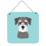 Caroline'S Treasures Checkerboard Blue Schnauzer Wall Or Door Hanging Prints, 6 X 6