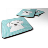 Caroline'S Treasures Bb1146Fc Checkerboard Blue Maltese Foam Coaster (Set Of 4), 3.5 H X 3.5 W, Multicolor