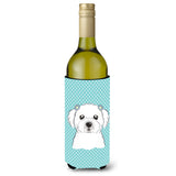 Checkerboard Blue Maltese Wine Bottle Beverage Insulator Hugger Bb1146Literk