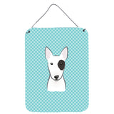 Caroline'S Treasures Checkerboard Blue Bull Terrier Wall Or Door Hanging Prints, 16 X 12