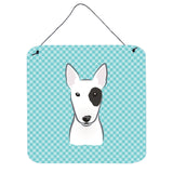 Caroline'S Treasures Checkerboard Blue Bull Terrier Wall Or Door Hanging Prints, 6 X 6
