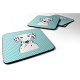 Caroline'S Treasures Bb1148Fc Checkerboard Blue Dalmatian Foam Coaster (Set Of 4), 3.5 H X 3.5 W, Multicolor