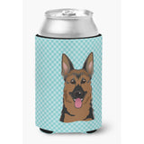 Checkerboard Blue German Shepherd Can Or Bottle Hugger Bb1149Cc