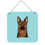 Caroline'S Treasures Checkerboard Blue German Shepherd Wall Or Door Hanging Prints, 6 X 6