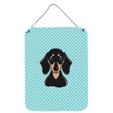 Caroline'S Treasures Checkerboard Blue Smooth Black And Tan Dachshund Wall Or Door Hanging Prints, 16 X 12