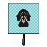 Caroline'S Treasures Bb1153Sh4 Checkerboard Blue Smooth Black And Tan Dachshund Leash Or Key Holder, Small, Multicolor