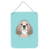 Caroline'S Treasures Checkerboard Blue Cocker Spaniel Wall Or Door Hanging Prints, 16 X 12