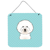 Caroline'S Treasures Checkerboard Blue Bichon Frise Wall Or Door Hanging Prints, 6 X 6