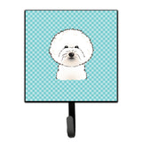 Caroline'S Treasures Bb1155Sh4 Checkerboard Blue Bichon Frise Leash Or Key Holder, Small, Multicolor