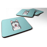 Caroline'S Treasures Bb1156Fc Checkerboard Blue Alaskan Malamute Foam Coaster (Set Of 4), 3.5 H X 3.5 W, Multicolor