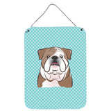 Caroline'S Treasures Checkerboard Blue English Bulldog Wall Or Door Hanging Prints, 16 X 12