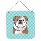 Caroline'S Treasures Checkerboard Blue English Bulldog Wall Or Door Hanging Prints, 6 X 6