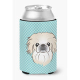 Checkerboard Blue Pekingese Can Or Bottle Hugger Bb1159Cc