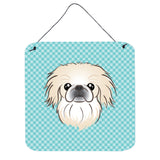 Caroline'S Treasures Checkerboard Blue Pekingese Wall Or Door Hanging Prints, 6 X 6