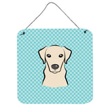 Caroline'S Treasures Checkerboard Blue Yellow Labrador Wall Or Door Hanging Prints, 6 X 6