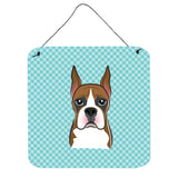 Caroline'S Treasures Checkerboard Blue Boxer Aluminum Metal Wall Or Door Hanging Prints, 6 X 6