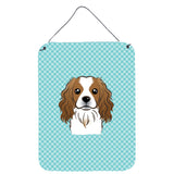 Caroline'S Treasures Checkerboard Blue Cavalier Spaniel Wall Or Door Hanging Prints, 16 X 12