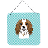 Caroline'S Treasures Checkerboard Blue Cavalier Spaniel Wall Or Door Hanging Prints, 6 X 6
