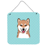 Caroline'S Treasures Checkerboard Blue Shiba Inu Wall Or Door Hanging Prints, 6 X 6