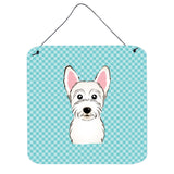 Caroline'S Treasures Checkerboard Blue Westie Aluminum Metal Wall Or Door Hanging Prints, 6 X 6
