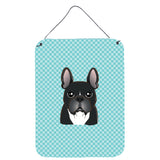Caroline'S Treasures Bb1165Ds1216 Checkerboard Blue French Bulldog Wall Or Door Hanging Prints, 16 X 12