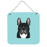 Caroline'S Treasures Bb1165Ds66 Checkerboard Blue French Bulldog Wall Or Door Hanging Prints, 6 X 6