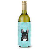 Checkerboard Blue French Bulldog Wine Bottle Beverage Insulator Hugger Bb1165Literk