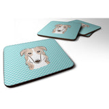 Caroline'S Treasures Bb1166Fc Checkerboard Blue Borzoi Foam Coaster (Set Of 4), 3.5 H X 3.5 W, Multicolor