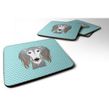 Caroline'S Treasures Bb1167Fc Checkerboard Blue Saluki Foam Coaster (Set Of 4), 3.5 H X 3.5 W, Multicolor