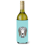 Checkerboard Blue Saluki Wine Bottle Beverage Insulator Hugger Bb1167Literk