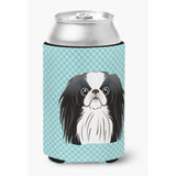 Checkerboard Blue Japanese Chin Can Or Bottle Hugger Bb1168Cc
