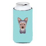 Checkerboard Blue Yorkie Puppy Tall Boy Beverage Insulator Hugger Bb1170Tbc