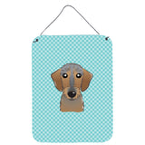 Caroline'S Treasures Checkerboard Blue Wirehaired Dachshund Wall Or Door Hanging Prints, 16 X 12