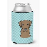 Checkerboard Blue Chocolate Labrador Can Or Bottle Hugger Bb1172Cc