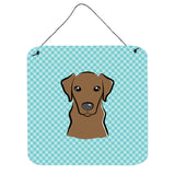 Caroline'S Treasures Checkerboard Blue Chocolate Labrador Wall Or Door Hanging Prints, 6 X 6
