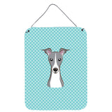 Caroline'S Treasures Checkerboard Blue Italian Greyhound Wall Or Door Hanging Prints, 16 X 12