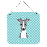 Caroline'S Treasures Checkerboard Blue Italian Greyhound Wall Or Door Hanging Prints, 6 X 6