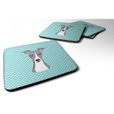 Caroline'S Treasures Bb1174Fc Checkerboard Blue Italian Greyhound Foam Coaster (Set Of 4), 3.5 H X 3.5 W, Multicolor