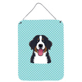 Caroline'S Treasures Checkerboard Blue Bernese Mountain Dog Wall Or Door Hanging Prints, 16 X 12
