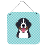 Caroline'S Treasures Checkerboard Blue Bernese Mountain Dog Wall Or Door Hanging Prints, 6 X 6