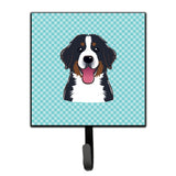 Caroline'S Treasures Bb1175Sh4 Checkerboard Blue Bernese Mountain Dog Leash Or Key Holder, Small, Multicolor