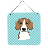 Caroline'S Treasures Checkerboard Blue Beagle Aluminum Metal Wall Or Door Hanging Prints, 6 X 6